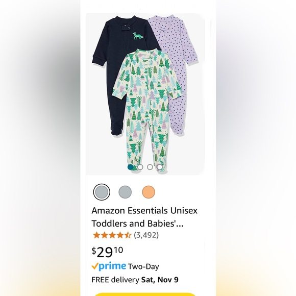 Amazon Essentials Set of 3 Unisex👦🏻👧🏻Holiday🎄Footless Pajama Sz 18M - Picture 2 of 8